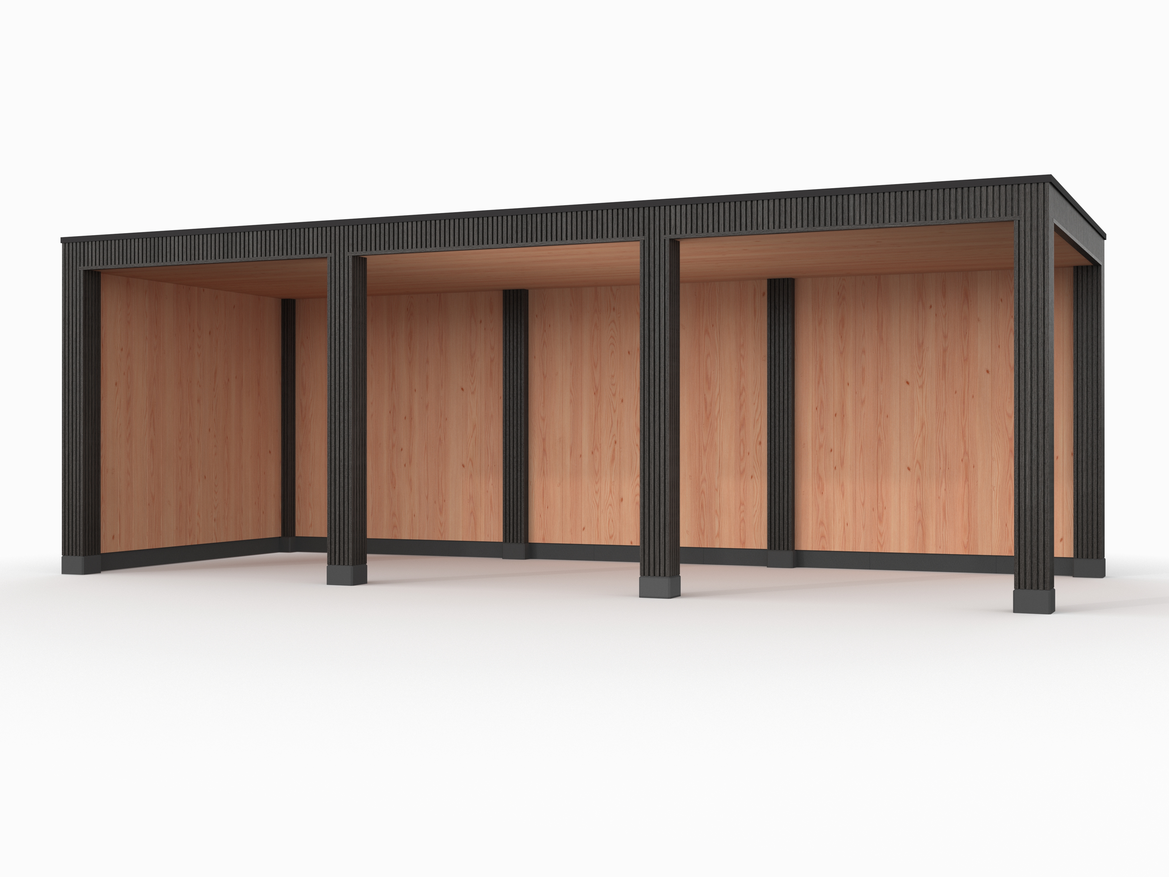 Douglas overkapping, 750 x 300, met achterwand en zijwand, Westwood Rhombus Zwart - Afbeelding 1